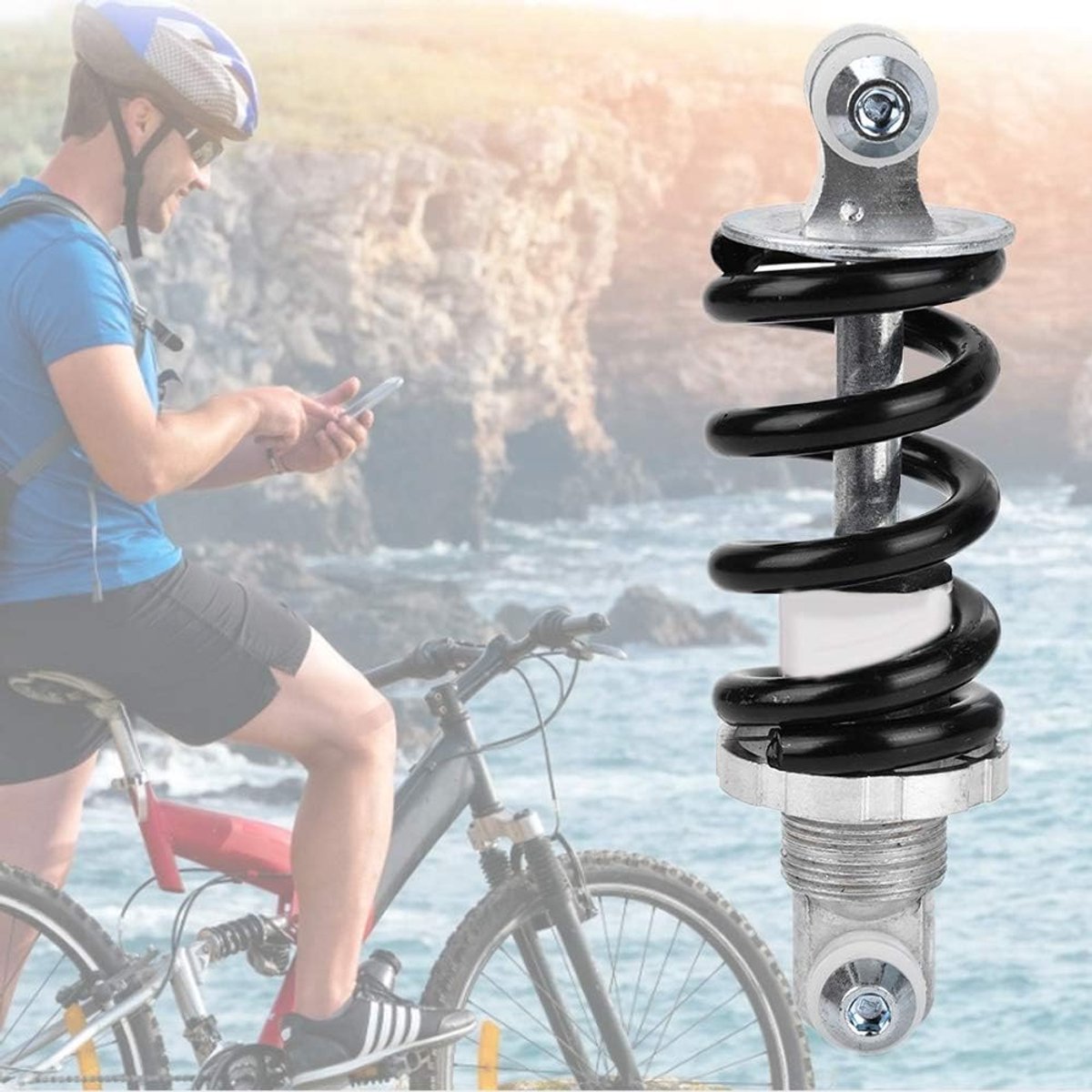 Bicycle shock absorber - Rear bicycle spring shock absorber - Metal - Mountain bike rear suspension shock absorber - Spring shock absorber - Bicycle parts - 1200 lbs