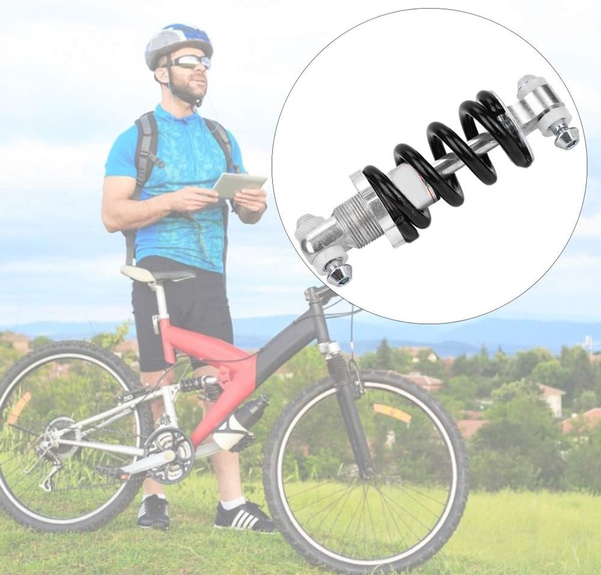 Bicycle shock absorber - Rear bicycle spring shock absorber - Metal - Mountain bike rear suspension shock absorber - Spring shock absorber - Bicycle parts - 1200 lbs