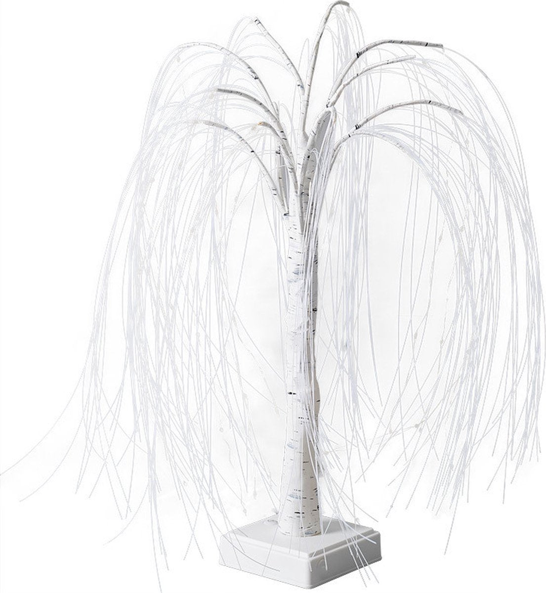 Elegant 50cm tall LED willow lamp with 7 modes - for living room and bedroom - Dual Power (USB and battery), warm white ambient light, Design - white