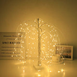 Elegant 50cm tall LED willow lamp with 7 modes - for living room and bedroom - Dual Power (USB and battery), warm white ambient light, Design - white