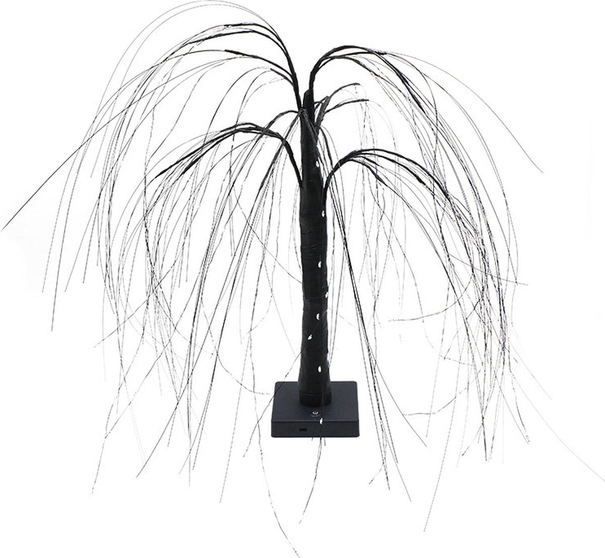 Elegant 50cm tall LED willow lamp with 7 modes - for living room and bedroom - Dual Power (USB and battery), warm white ambient light, energy-saving and versatile design - black