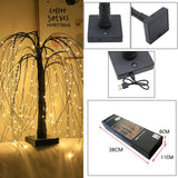Elegant 50cm tall LED willow lamp with 7 modes - for living room and bedroom - Dual Power (USB and battery), warm white ambient light, energy-saving and versatile design - black