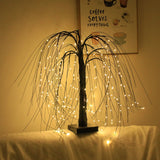 Elegant 50cm tall LED willow lamp with 7 modes - for living room and bedroom - Dual Power (USB and battery), warm white ambient light, energy-saving and versatile design - black