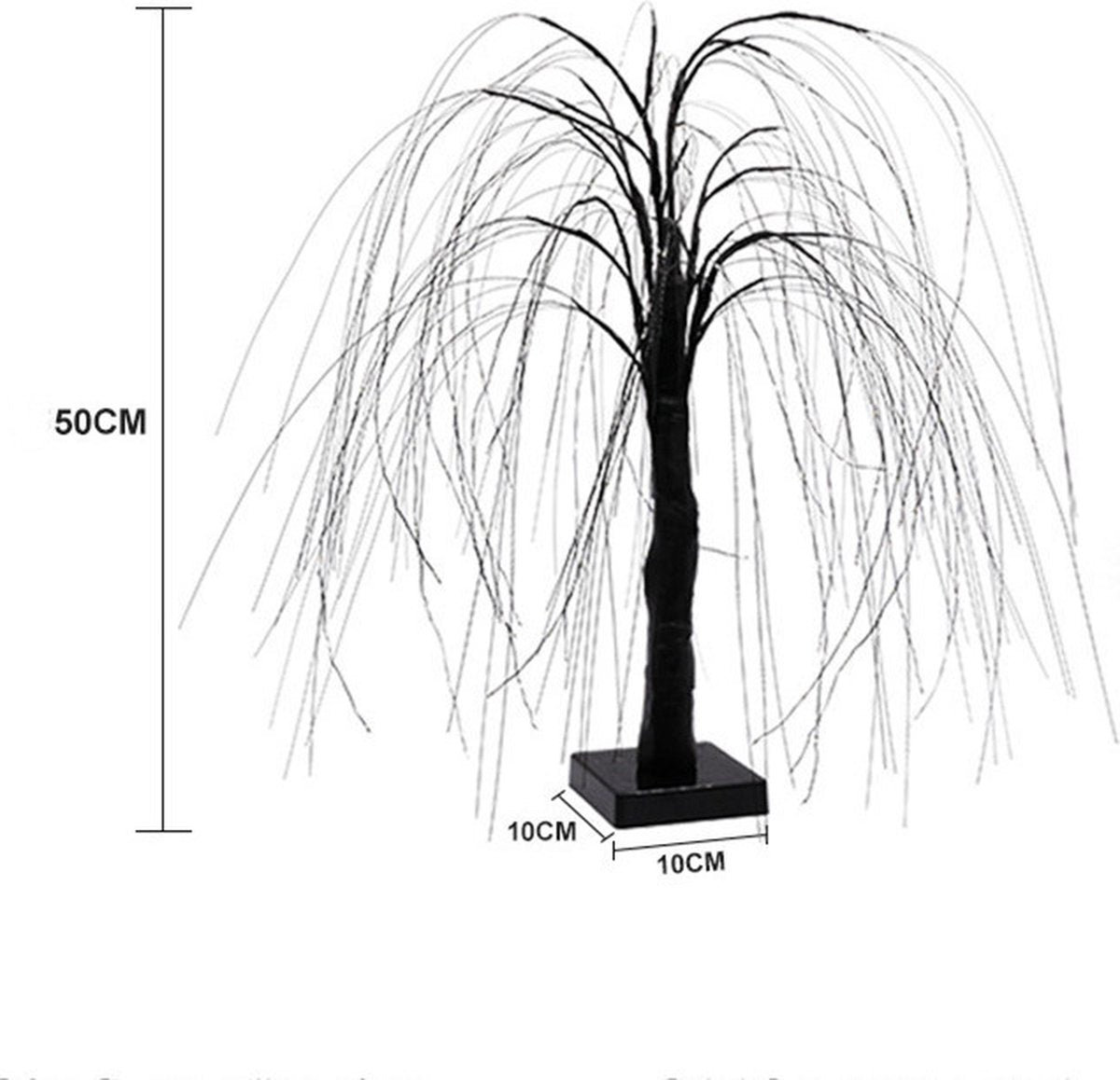 Elegant 50cm tall LED willow lamp with 7 modes - for living room and bedroom - Dual Power (USB and battery), warm white ambient light, energy-saving and versatile design - black