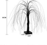 Elegant 50cm tall LED willow lamp with 7 modes - for living room and bedroom - Dual Power (USB and battery), warm white ambient light, energy-saving and versatile design - black - Low Angle