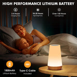 LED Table Lamp - Touch-Sensitive LED Bedside Lamp - Desk Lamp - Dimmable Remote Control with RGB Color Changing - USB Rechargeable - Portable Table Lamp - Bedroom, Living Room, Camping - Rear View