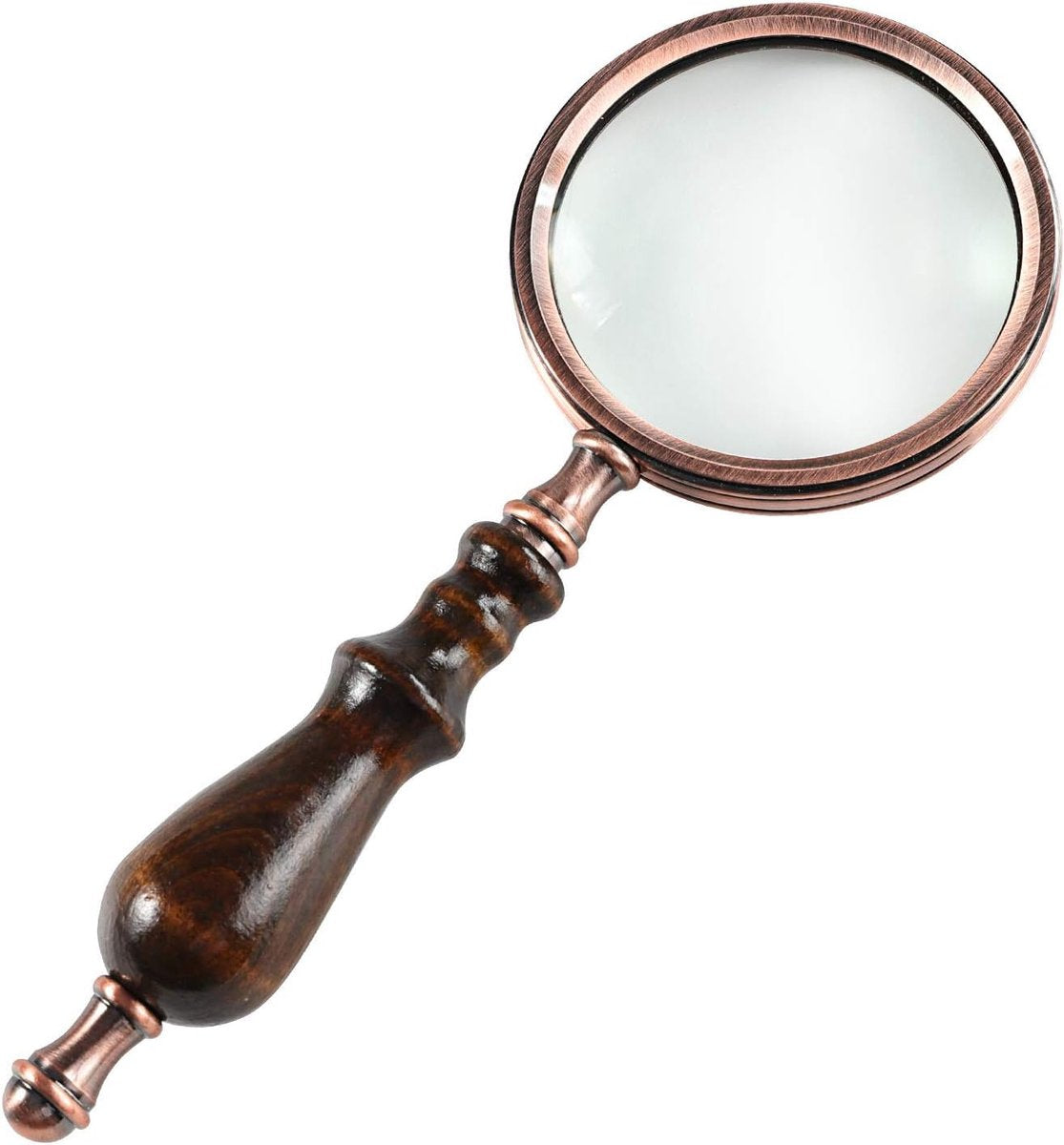 Magnifying glass - 10x magnification - 8.5 x 22.5 cm - wooden handle - Vintage - best reading magnifier
