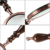 Magnifying glass - 10x magnification - 8.5 x 22.5 cm - wooden handle - Vintage - best reading magnifier - Front View