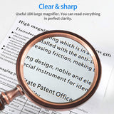 Magnifying glass - 10x magnification - 8.5 x 22.5 cm - wooden handle - Vintage - best reading magnifier