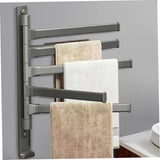 General towel rack - 5 arms - rotating - self-adhesive - no drilling required - bathroom accessory - black - Front View