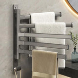General towel rack - 5 arms - rotating - self-adhesive - no drilling required - bathroom accessory - black - Side View