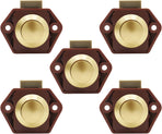5-Piece Push Button Lock - Push Button for Motorhome - Door Lock - Locking Button for Shutter Door - For Camping, RV, Motorcycle, Caravan - Brown