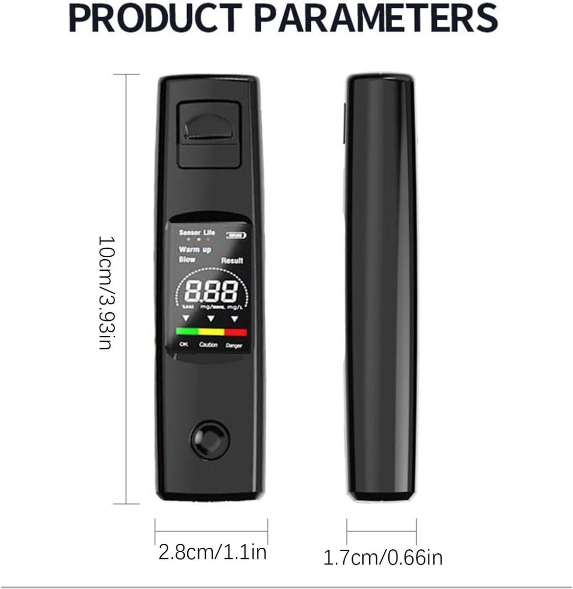 Digital Breathalyzer - Portable Breathalyzer - Rechargeable Breathalyzer - High-Precision Breathalyzer - Portable Digital Breathalyzer - Rapid Breathalyzer - Professional Breathalyzer - 10 x 2.8 cm / 3.94 x 1.1 in - For personal and family use