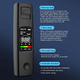 Digital Breathalyzer - Portable Breathalyzer - Rechargeable Breathalyzer - High-Precision Breathalyzer - Portable Digital Breathalyzer - Rapid Breathalyzer - Professional Breathalyzer - 10 x 2.8 cm / 3.94 x 1.1 in - For personal and family use - Front View