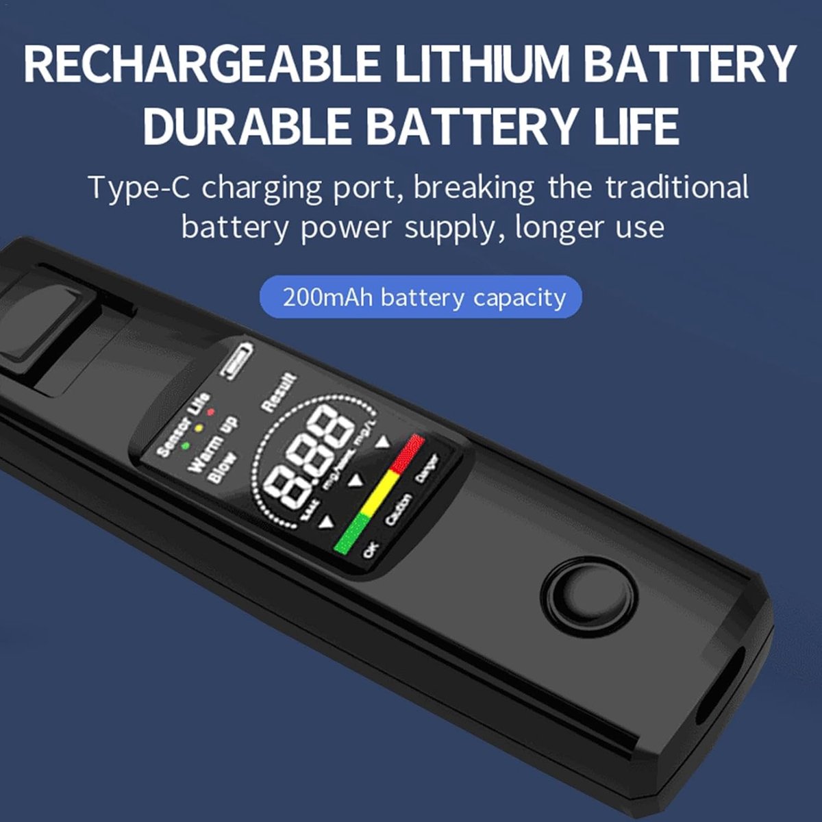 Digital Breathalyzer - Portable Breathalyzer - Rechargeable Breathalyzer - High-Precision Breathalyzer - Portable Digital Breathalyzer - Rapid Breathalyzer - Professional Breathalyzer - 10 x 2.8 cm / 3.94 x 1.1 in - For personal and family use
