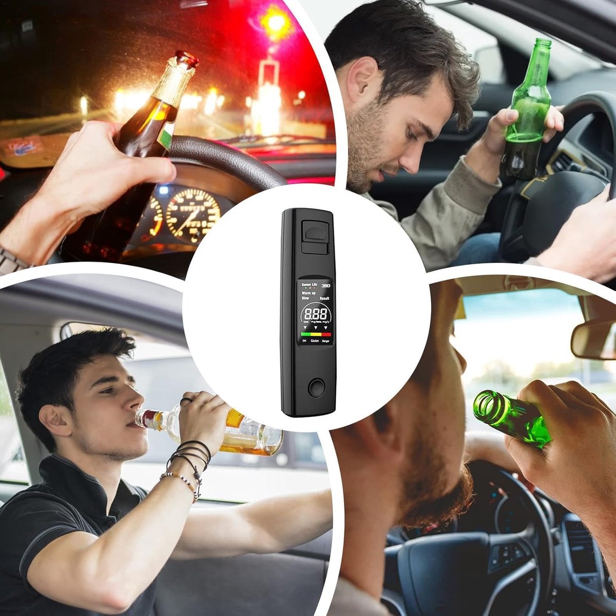 Digital Breathalyzer - Portable Breathalyzer - Rechargeable Breathalyzer - High-Precision Breathalyzer - Portable Digital Breathalyzer - Rapid Breathalyzer - Professional Breathalyzer - 10 x 2.8 cm / 3.94 x 1.1 in - For personal and family use