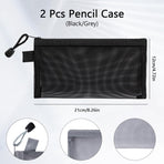 2pcs Transparent pencil case with zipper (21 x 11.5 cm) - Waterproof - For Girls and Boys