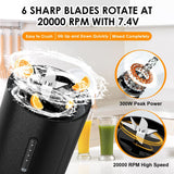 Portable Blender - Blender - Mini Blender - On-the-Go Blender - Mini Juicer - Smoothie Maker - 450 ml - For milkshakes and smoothies, 6-blade mini blender, mini blender, magnetic charger - Black - Close-Up Angle