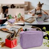 AMGOMH 72-slot pencil case, large capacity, student stationery, colored pencils, with inner pocket for small gadgets (purple)