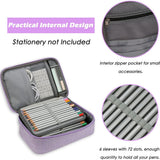 AMGOMH 72-slot pencil case, large capacity, student stationery, colored pencils, with inner pocket for small gadgets (purple) - Side View