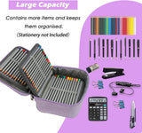 AMGOMH 72-slot pencil case, large capacity, student stationery, colored pencils, with inner pocket for small gadgets (purple)