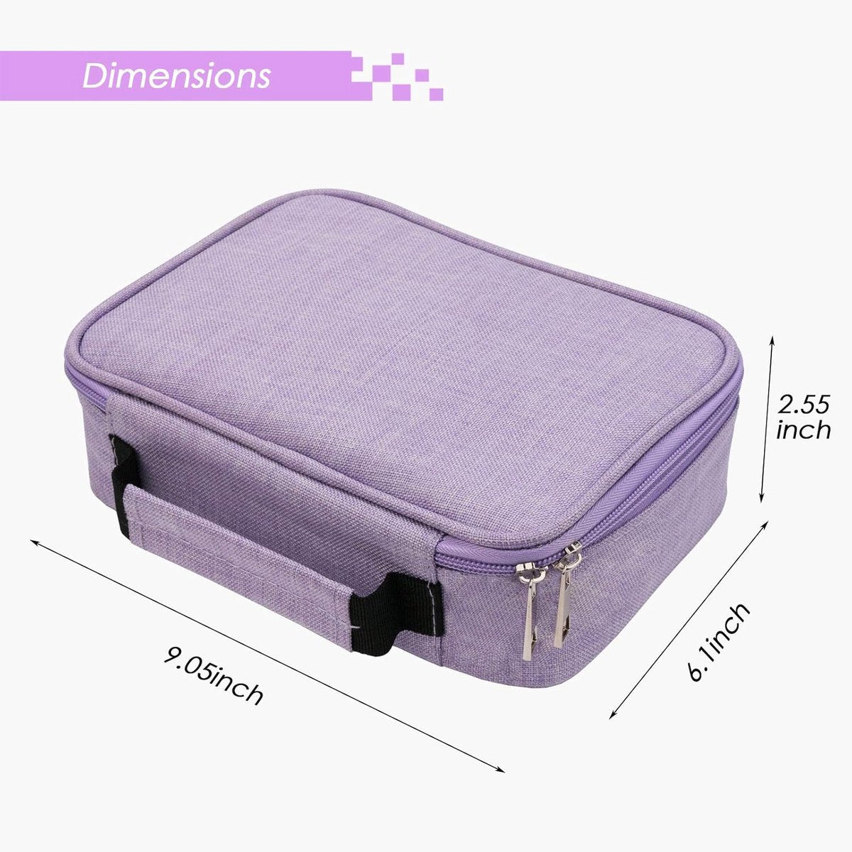 AMGOMH 72-slot pencil case, large capacity, student stationery, colored pencils, with inner pocket for small gadgets (purple)