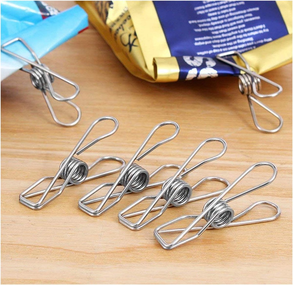 100 Stainless Steel Clothes Pegs, 60mm, Unbreakable Clips, Portable, Rustproof, 6cm Clips