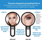 Pocket Mirror - 15x Magnifying Pocket Mirror - Pocket Mirror - Portable Travel Mirror - Makeup Mirror - Beauty Mirror - with Handle - Round - Practical - Black