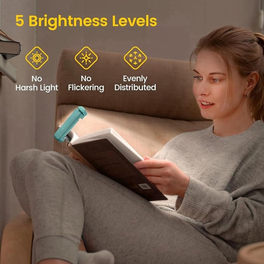 Boek Lamp - LED de Boek Lamp with Clamp - 3 Reading Light Modes - USB-C Rechargeable - Black