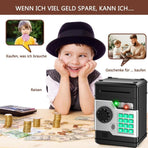 Children's Electronic Piggy Bank with Fingerprint & Password Protection, Automatic Saving Function, Mini Cabinet, Gold
