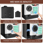 Children's Electronic Piggy Bank with Fingerprint & Password Protection, Automatic Saving Function, Mini Cabinet, Gold