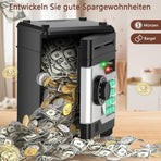 Children's Electronic Piggy Bank with Fingerprint & Password Protection, Automatic Saving Function, Mini Cabinet, Gold