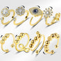 8 pcs Adjustable Antistress Ring with Rotating Beads, Gold, Compatible with Fidget Spinner Rings