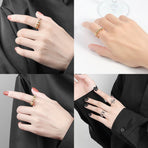 8 pcs Adjustable Antistress Ring with Rotating Beads, Gold, Compatible with Fidget Spinner Rings