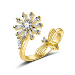 8 pcs Adjustable Antistress Ring with Rotating Beads, Gold, Compatible with Fidget Spinner Rings