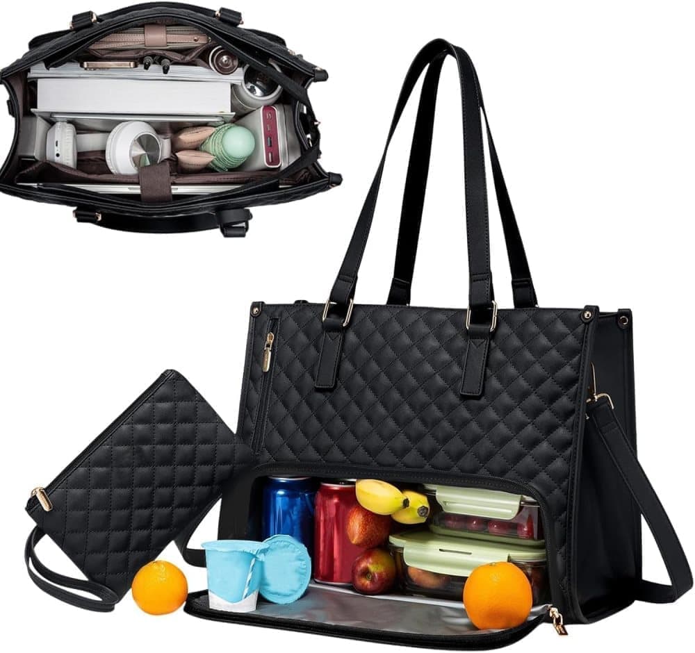 15.6 Inch 2-in-1 Insulated Leak-Proof Cooler Laptop Bag and Handbag, Black