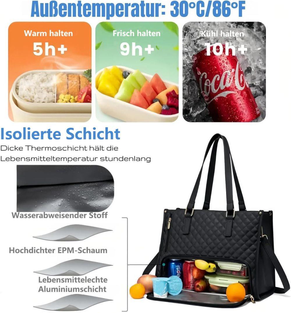15.6 Inch 2-in-1 Insulated Leak-Proof Cooler Laptop Bag and Handbag, Black