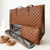 15.6 Inch 2-in-1 Insulated Leak-Proof Handbag and Lunch Bag Cooler Laptop Bag for Work, Brown - Front View