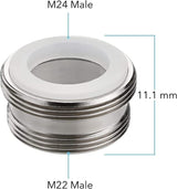 Kitchen Faucet Diverter Valve with Skimmer T-pipe Adapter for Hand Shower, Compatible with M22 M24 G1/2 Connections - Side View