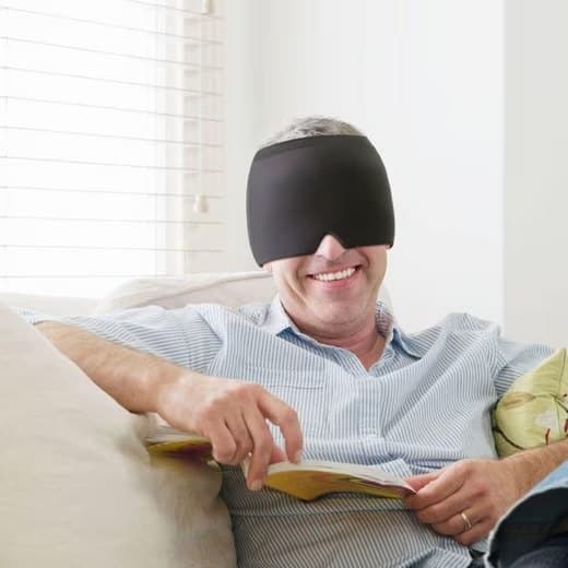 Cooling Migraine Cap with Gel Eye Mask for Headache Relief and Sleep Aid, Compatible with Oral-B, Pink