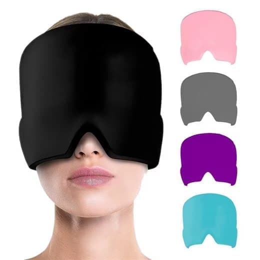 Cooling Migraine Cap with Gel Eye Mask for Headache Relief and Sleep Aid, Compatible with Oral-B, Pink