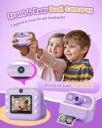 32GB Kids Digital Camera with 1080P HD and Instant Printing, 2.4-Inch Screen, Includes Paper, for Ages 3-12, Purple