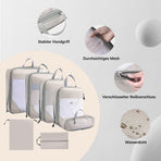 7-Piece Lightweight Travel Compression Bags for Suitcase & Backpack, Beige