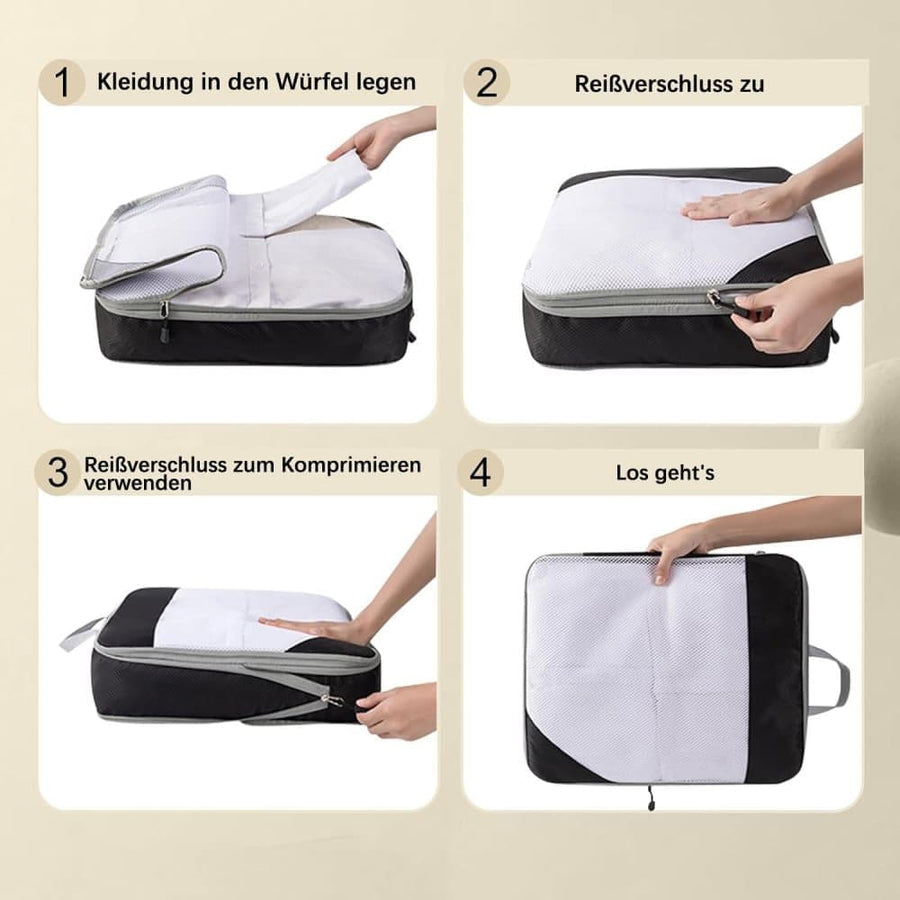 7-Piece Light Blue Compression Bags for Suitcase and Backpack, Lightweight
