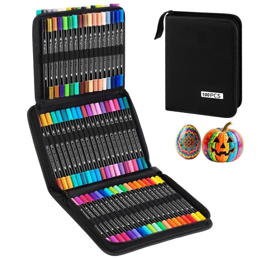 100-Pack Double-Ended Watercolor Pens for Creative Painting, Washable, 100-Pack