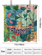 Jungle Leopard Shower Curtain Waterproof Bohemian Bathroom Decor with 12 Hooks, 180x180cm