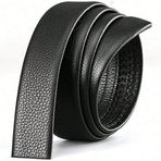 Men's Adjustable Leather Belt Automatic Latching for Business and Everyday Use, Silver
