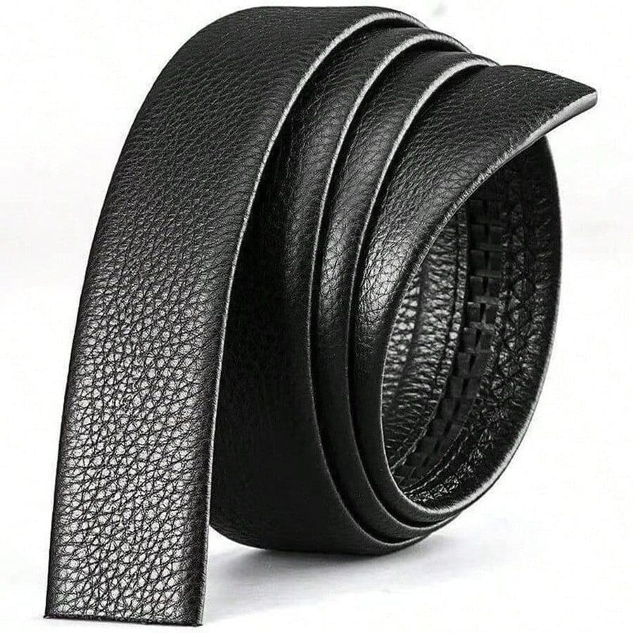 Men's Adjustable Leather Belt Automatic Latching for Business and Everyday Use, Silver