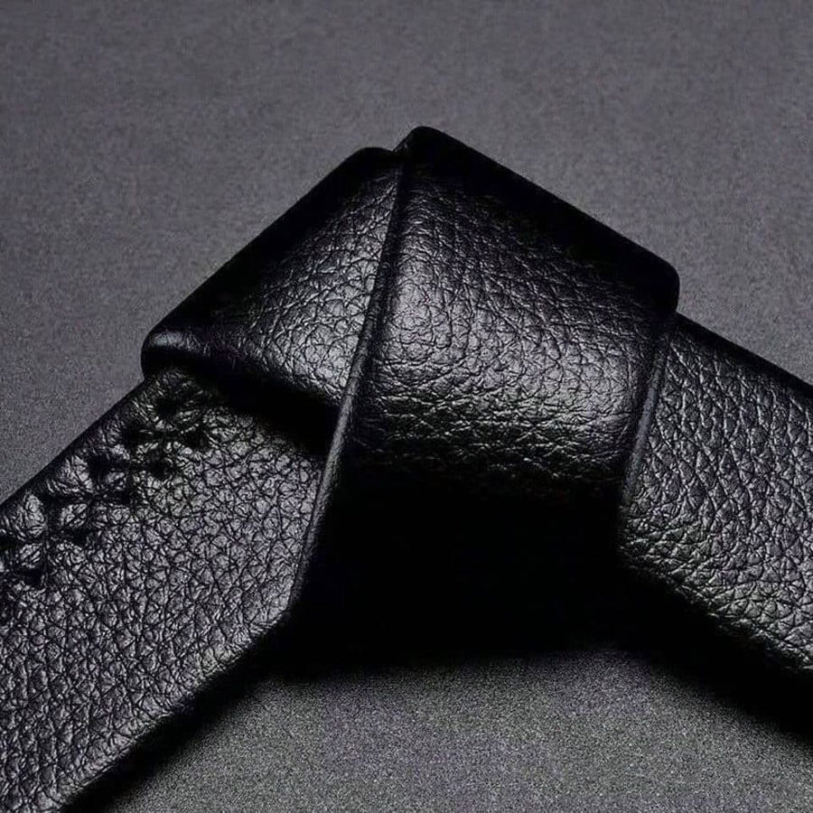 Men's Adjustable Leather Belt Automatic Latching for Business and Everyday Use, Silver