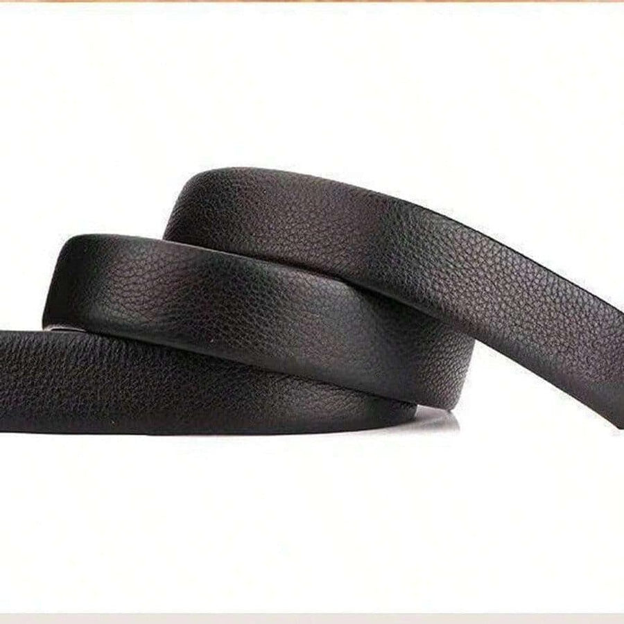 Men's Adjustable Leather Belt Automatic Latching for Business and Everyday Use, Silver